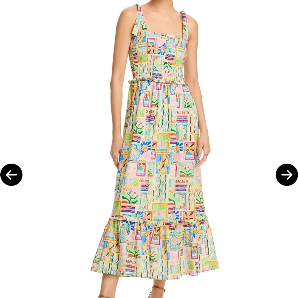 Aqua Multicolor Printed Midi Dress- LI California